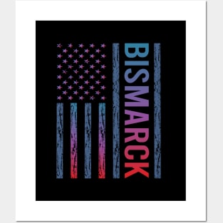 Blue Red Flag - Bismarck Posters and Art